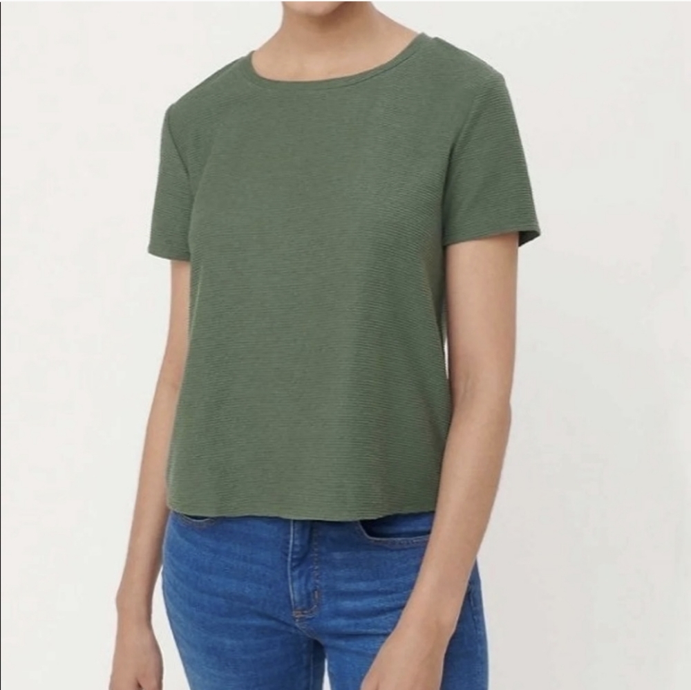 Loft green tulip ribbed top